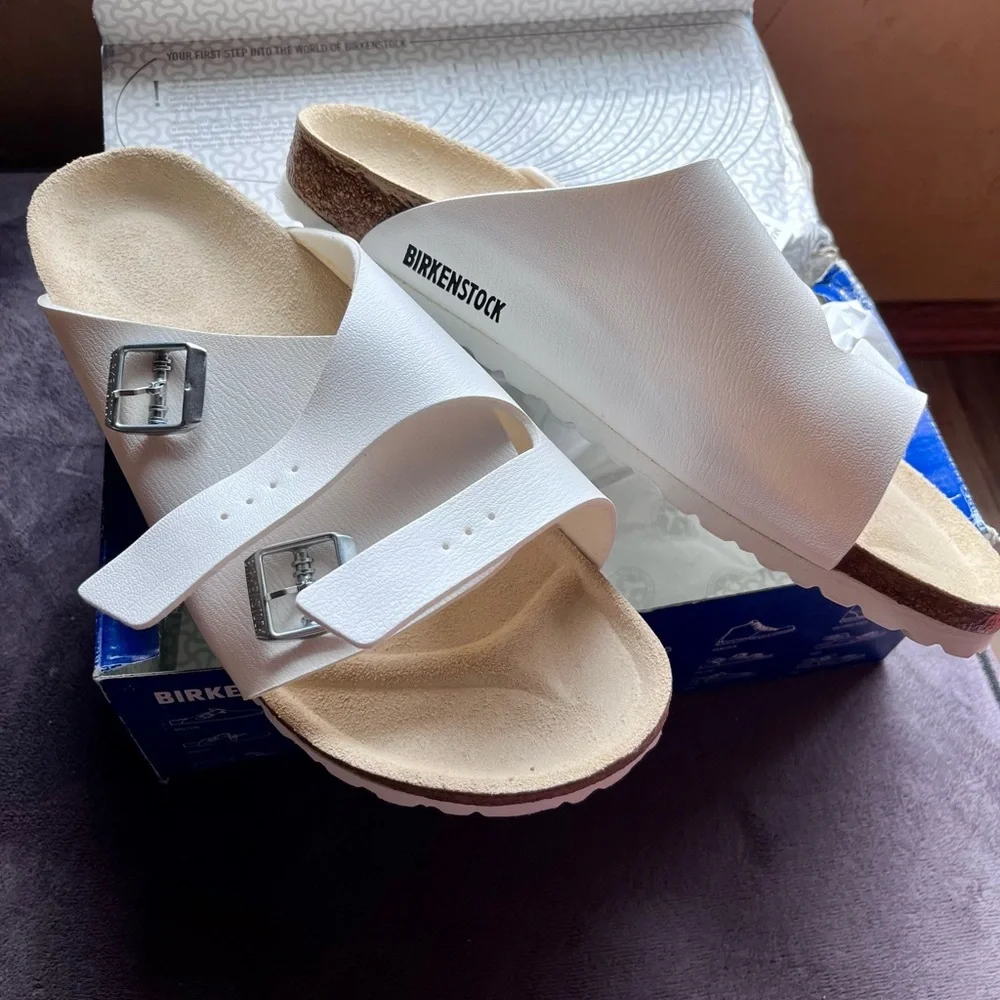 NEW Birkenstock Zurich Sandals White Leather Size 43N